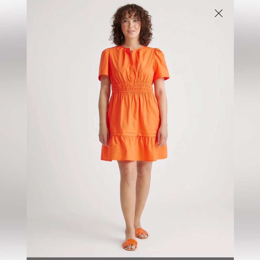 NWT QUINCE 100% Organic Cotton Tiered Mini Dress